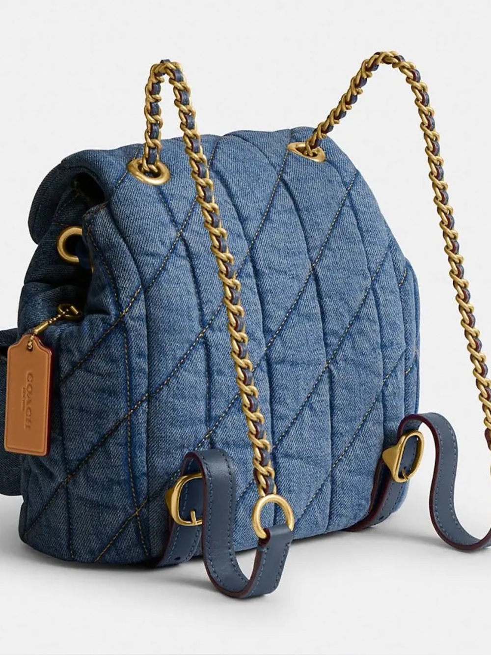 Coach Quilted Tabby Denim Indigo Backpack Shoulder Bag - Picture 15 of 15
